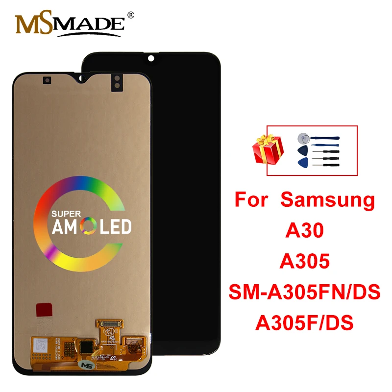 ЖК дисплей 6 4 дюйма SUPER AMOLED для SAMSUNG GALAXY A30 A305/DS A305F A305FD A305A сенсорный экран
