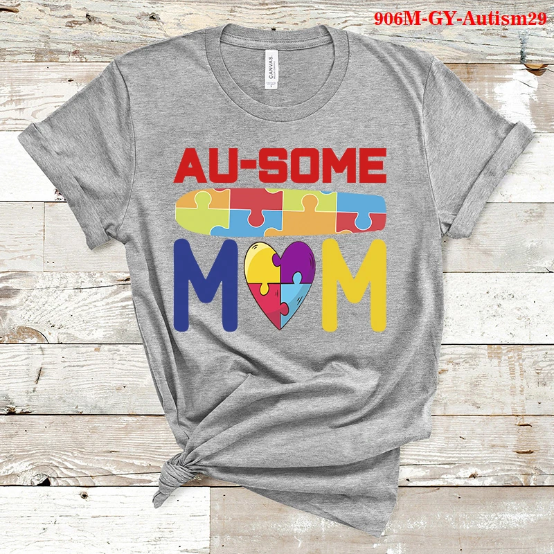 

Au-some Mom T-shirt Fashion Autism Seeing The World Differently Tshirt Graphic Tees Short Sleeve Women Ropa Plus Size Mujer Tops