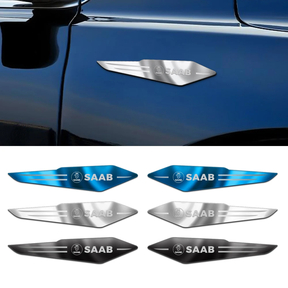 

2pcs New 3D Stainless Steel Auto Side Fender Body Emblem Stickers Left Right Wing Decal for SAAB 9-3 9-5 93 9000 900 9-7 600 99