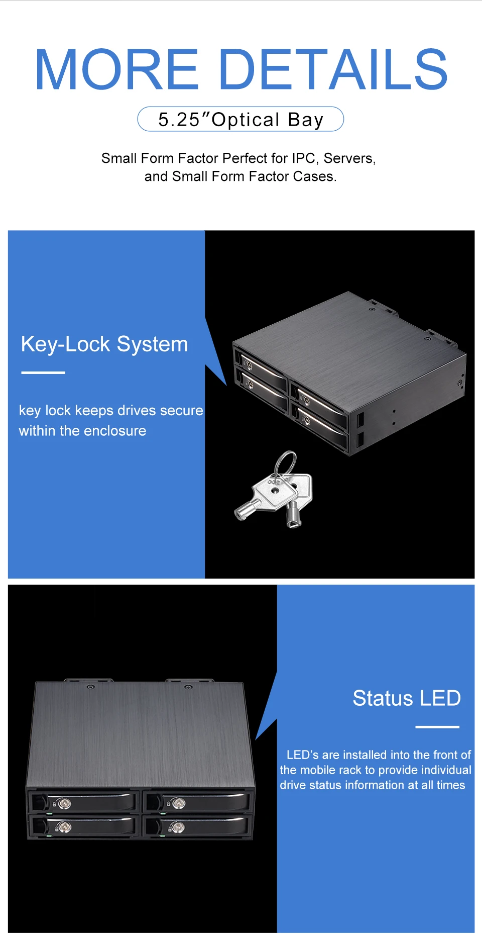 Uneatop 2," Алюминиевый SATA/SAS SSD/HDD мобильный стеллаж съемный чехол для задней панели для 5,25" отсека устройств