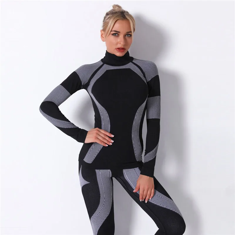 

Black Fitness Sportswear Long Sleeve T-shirt Vest Shorts Seamless High Waist Breathable Women Leggings Running Gym Clothes