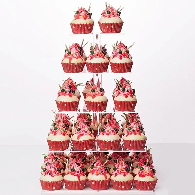 

5Tier Level Cupcake Stand Dessert Tower Clear Acrylic Display Cake Stand Afternoon Tea Dessert Plate Home Dessert Table Shelf