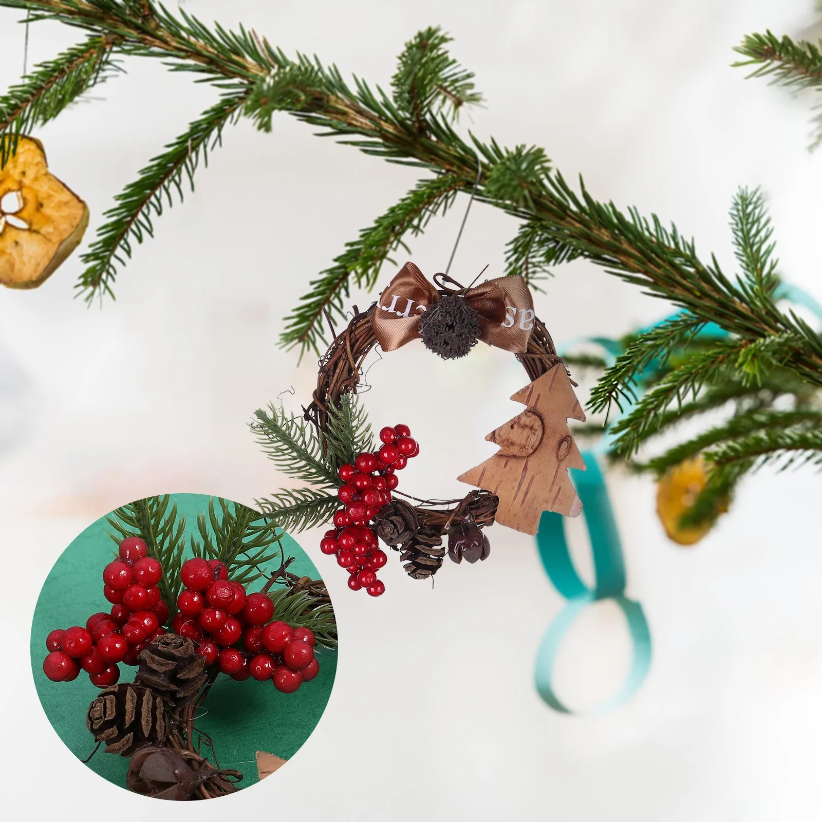 Diy рождественские украшения для дома Натуральный Ротанг венок гирлянда дерево