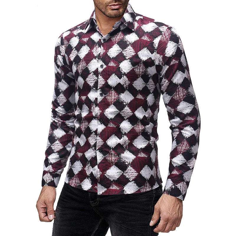 Новинка Осень-зима 2018 повседневная мужская приталенная рубашка с длинным
