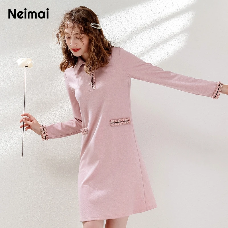 Neimai вязаное платье Harajuku Kawaii элегантный Modis корейский Повседневный Vestido Midi женские