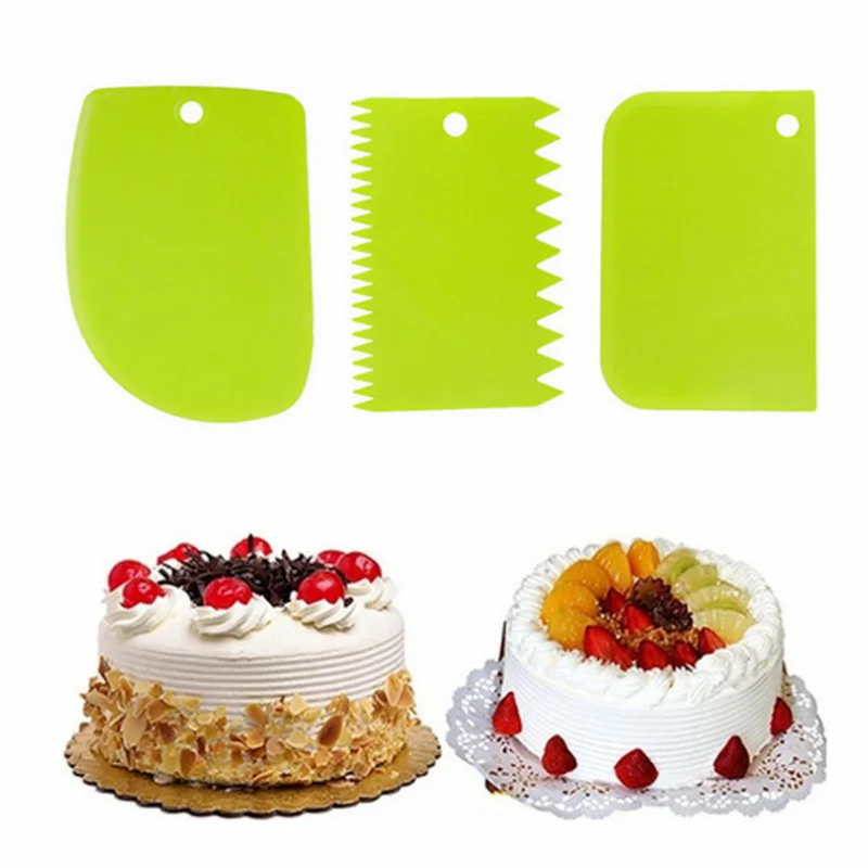 

Kitchen Gadget 3Pcs Cream Scraper Teeth Edge DIY Scraper Cake Decorating Pastry Cutters Baking Spatulas Kitchen Accessories Tool