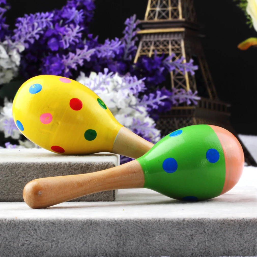 Цветные деревянные младенцы детский музыкальный инструмент погремушка-шейкер
