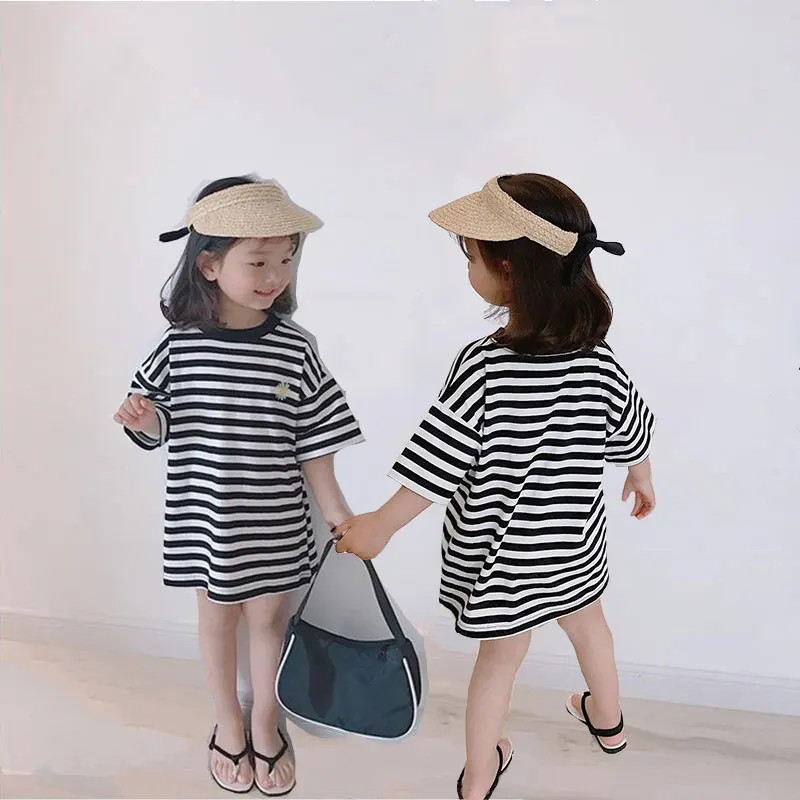 Платье для маленьких девочек Новинка лета 2022 милый детский хлопковый костюм