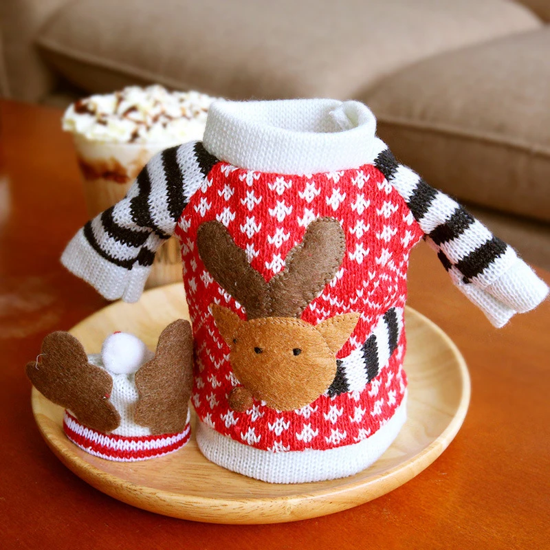 Рождественский свитер крышка для бутылки вина с лосем рождественские украшения