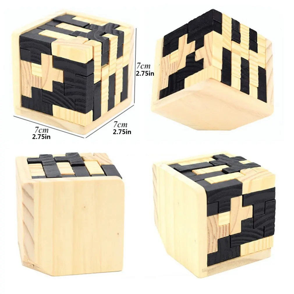 

Creative 3D Wooden Cube Puzzle Ming Luban Interlocking Educational Toys For Children Kids Brain Teaser Early Learning Toy Gift