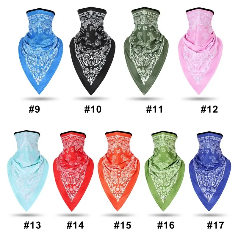 

2020 Triangle Face Scarves Hanging Ear Tube Scarf Neck Gaiter Cover Smooth Breathable Headband Men Women Bandana Hairband