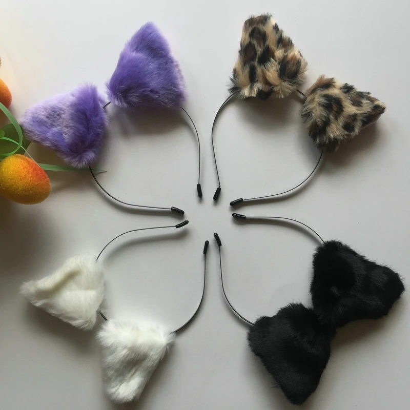 Женская плюшевая повязка на голову с кошачьими ушками |