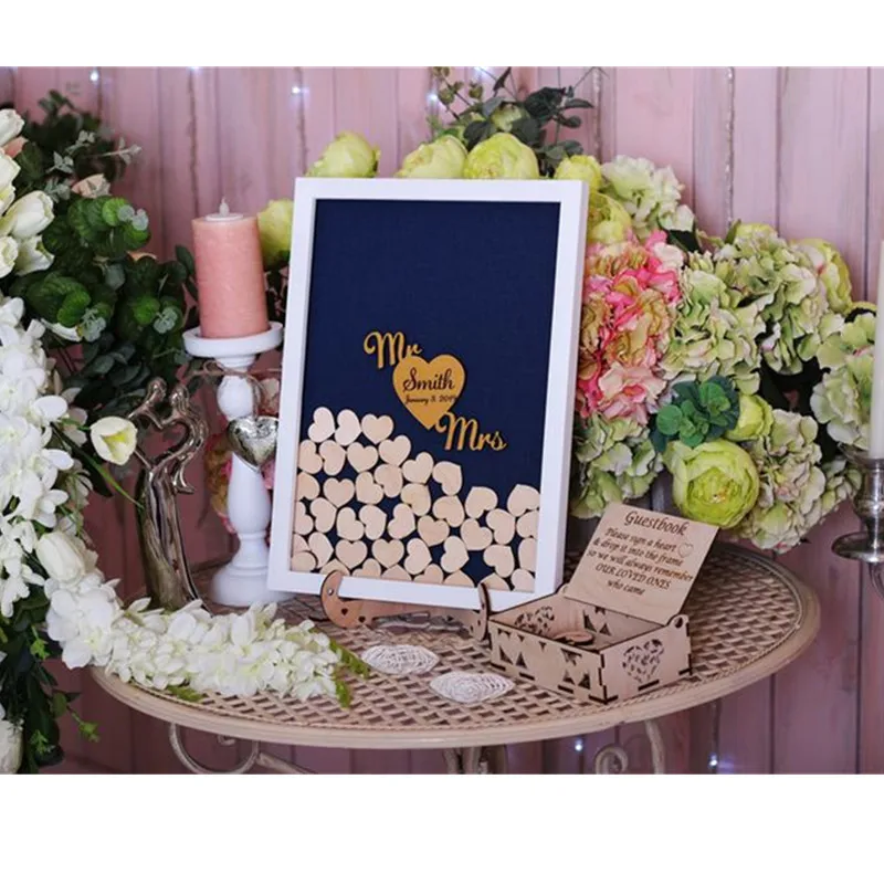 Custom navy shadow box мистер и миссис гостевая книга идея альтернатива drop top сердца