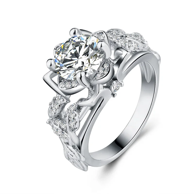 Европейский модный женский комплект колец с розой цветы листья Женское