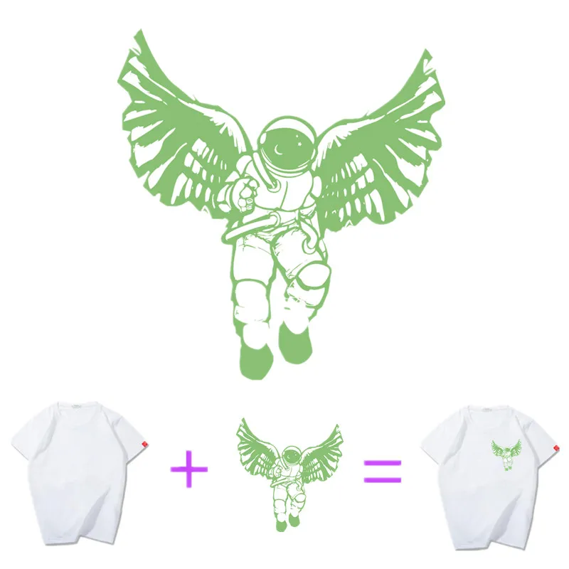Патчи Серебристые астронавт наклейки в виде крыльев для одежды Термальность