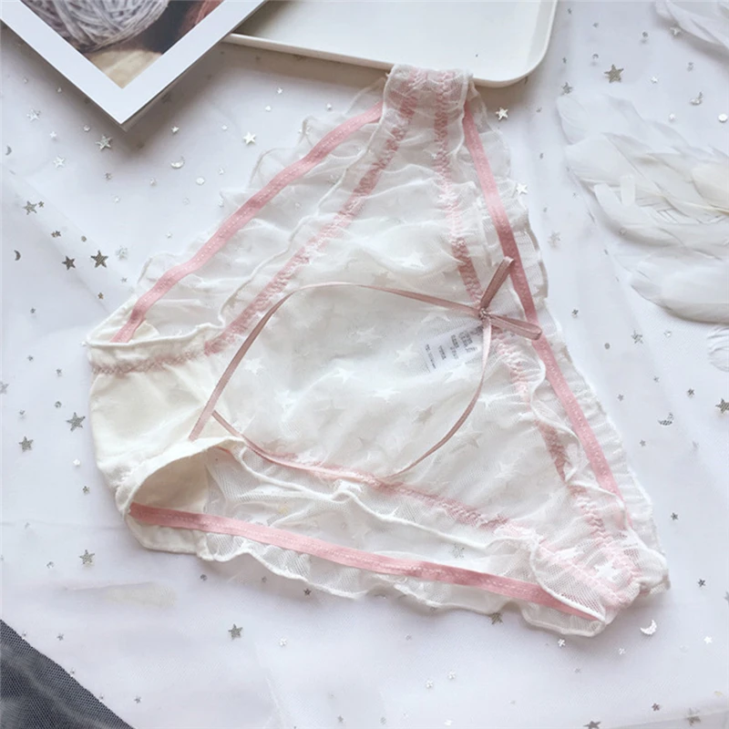 Летние сексуальные трусики с принтом звезд женское кружевное Прозрачное нижнее
