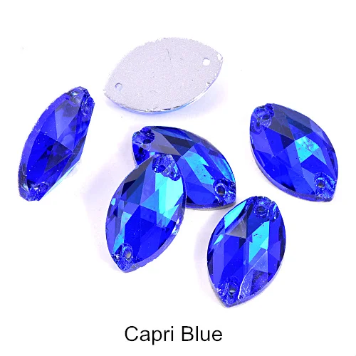 Capri Blue 5 размеров красочные Наветт стеклянные стразы шьют на Стразы желтый плоский с оборота конский глаз формы пришивные стразы для одежды B0161 - Цвет: Capri Blue