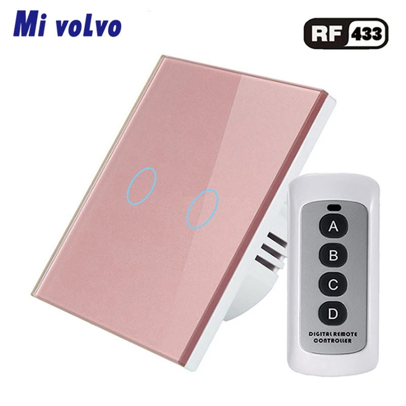 Сенсорный выключатель Mivolvo RF433 панель из закаленного стекла с беспроводным