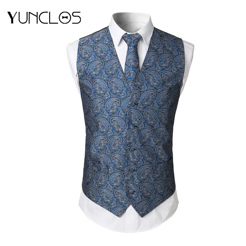 YUNCLOS Новое прибытие Для мужчин s жилеты Slim Fit костюмы с жилетом в полоску Coletes Chaleco