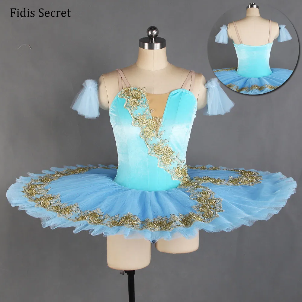 

Blue Velvet Bodice Classical Professional Pancake Ballet Tutu,Adult Ballerina YAGP Stage Costume,Girls GDC Competition Dancewear