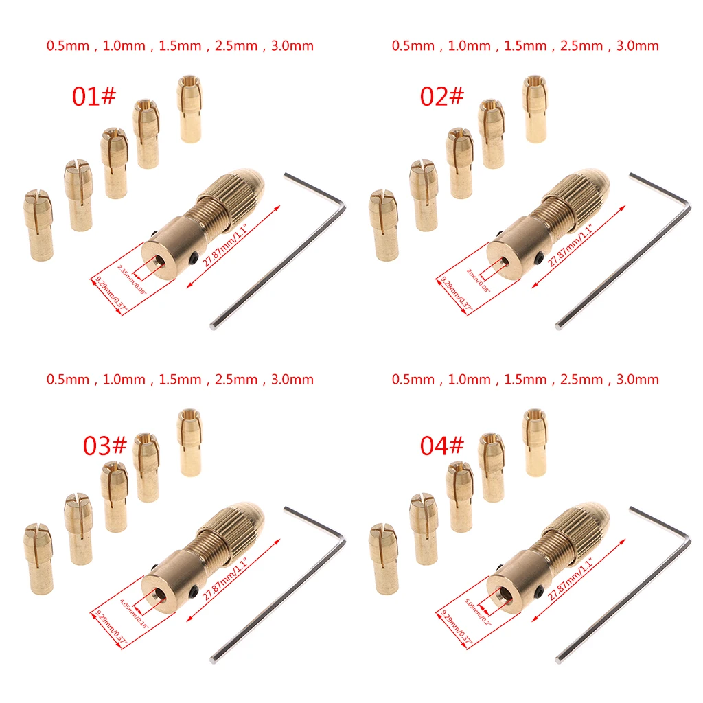 7Pcs/Set 2/2.35/4.05/5.05mm Electric Motor Shaft Mini Chuck Fixture Clamp 0.5-3.0mm Small To Drill Bit Micro Chuck Fixing Device