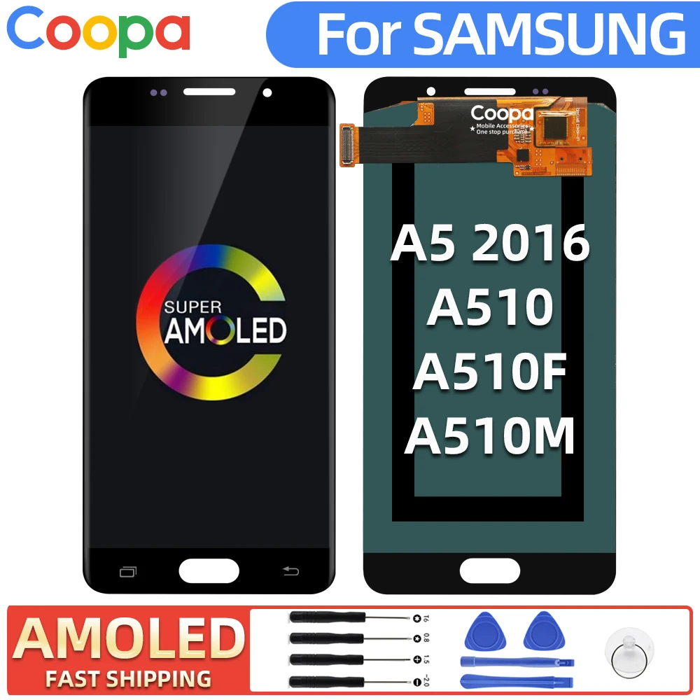 Супер AMOLED LCD для Samsung Galaxy A5 2016 A510F A510M A510FD A5100 A510Y ЖК дисплей сенсорный экран