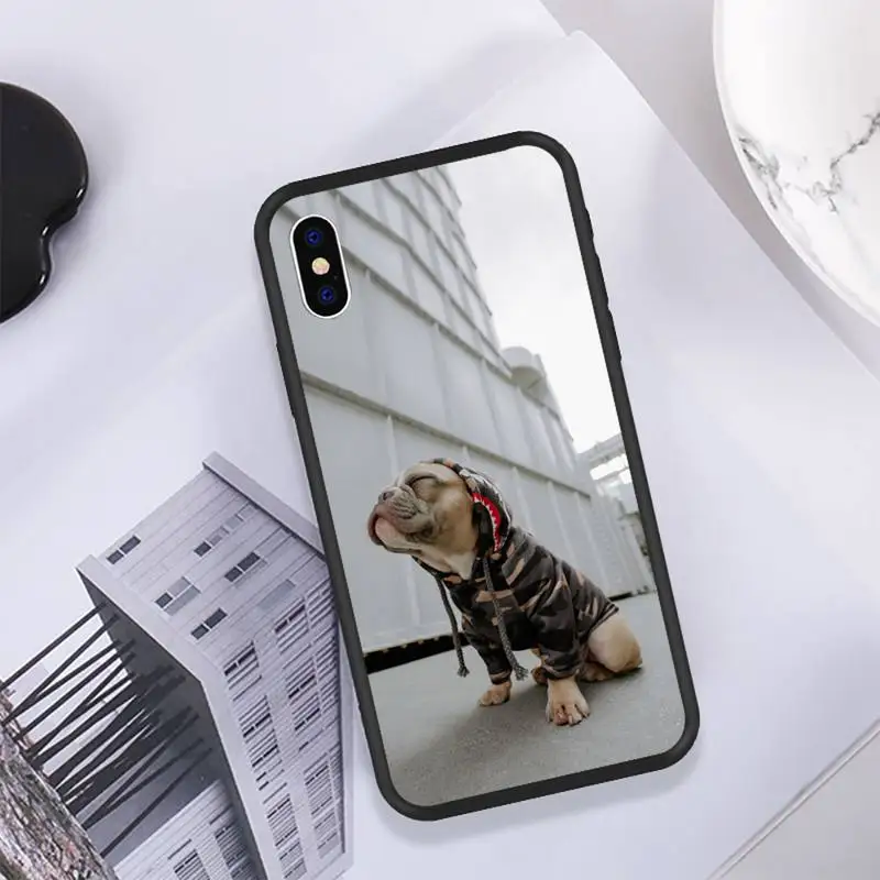 

Fashion Bulldog Phone Case For IPhone 11 12 Pro Max 6 6s 7 8 Plus XS XR 12mini SE 2020 Black Soft TPU Cover Silicone Coque