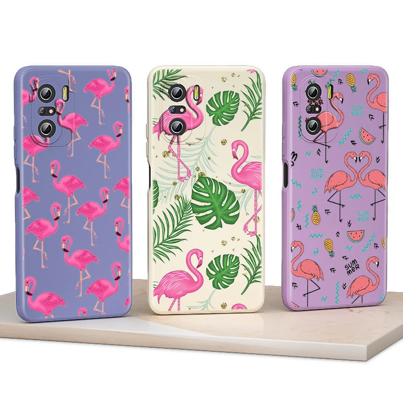 

Summer Flamingos Liquid Silicone Soft Cover For Xiaomi Redmi 9 9A 9AT 9C 9T 8 8A 7 10X K40 K30 K30S Prime Phone Case