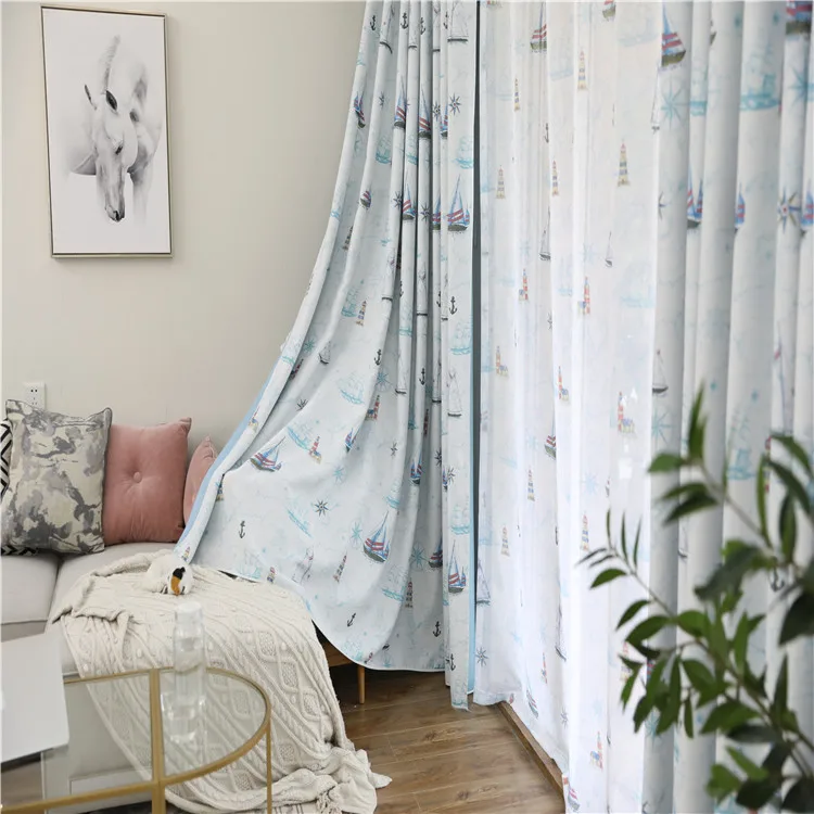 Конопляная печать AB версия парусных занавески для детской комнаты гостиной