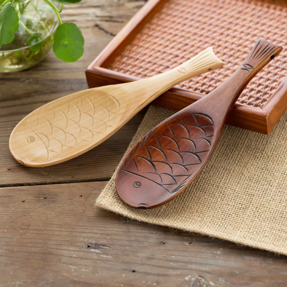 Кухонная деревянная ложка для риса лопатка Милая Рыба рисовая картофеля прибор