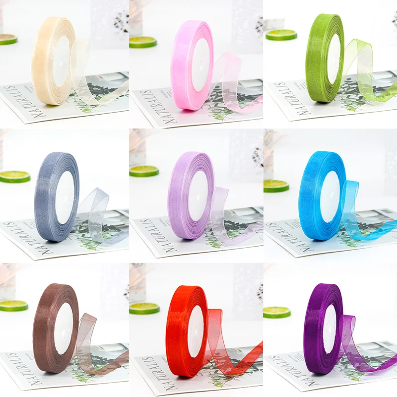 

Pretty Chiffon Ribbon Organza Silk Satin Ribbons Wedding Wrapping Ribbons Gift Box Packaging Belt DIY Material Bowknot Ribbon
