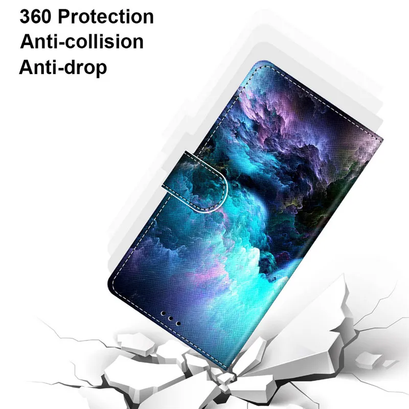 Футляр из искусственной кожи с рисунком для Meizu M6/M6T/Meiblue 6T/Meilan 6T, с подставкой и карманами для карт 15 Lite/M15.