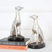 american style creative greyhound dog art sculpture simulation greadog animal statue resin craft decorations for home r3827