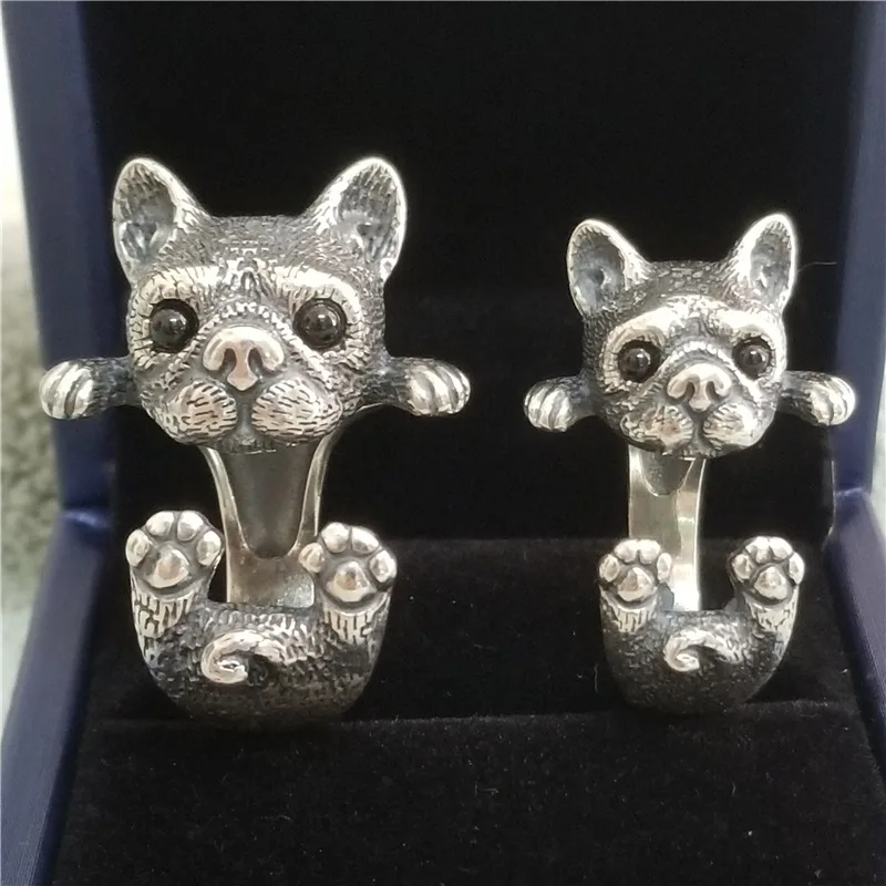 

Vintage Cute Silver Puppy Men's Women's Couple Rings Jewelry Accessories Five Finger Ornaments Birthday Party Memorial Day Gifts