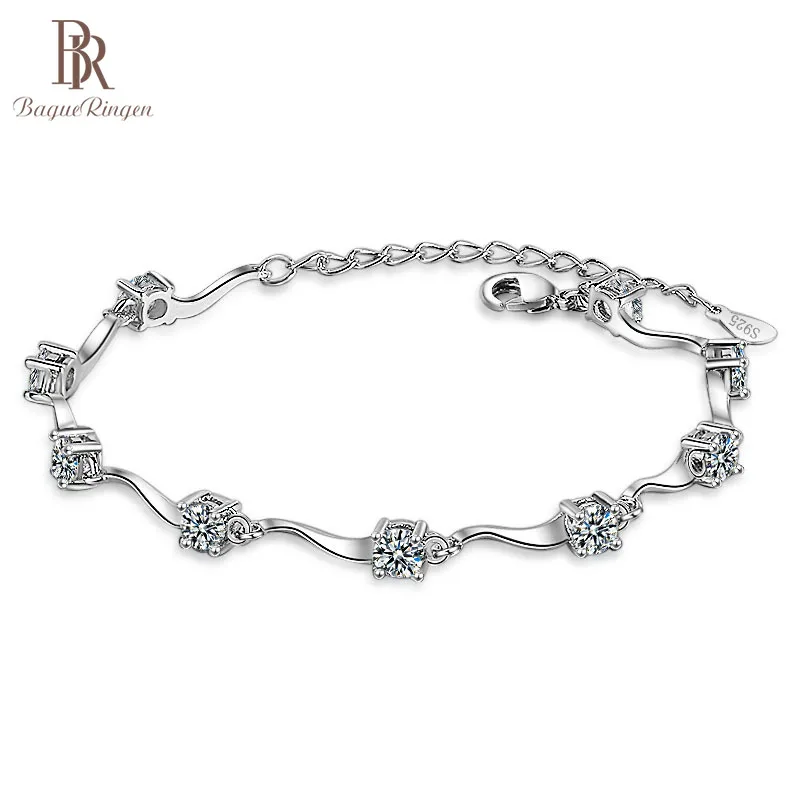 Bague Ringen, Модный корейский стиль, волнообразный браслет для женщин, AAAAA, циркон, простое серебро 925, ювелирные изделия для свадеб
