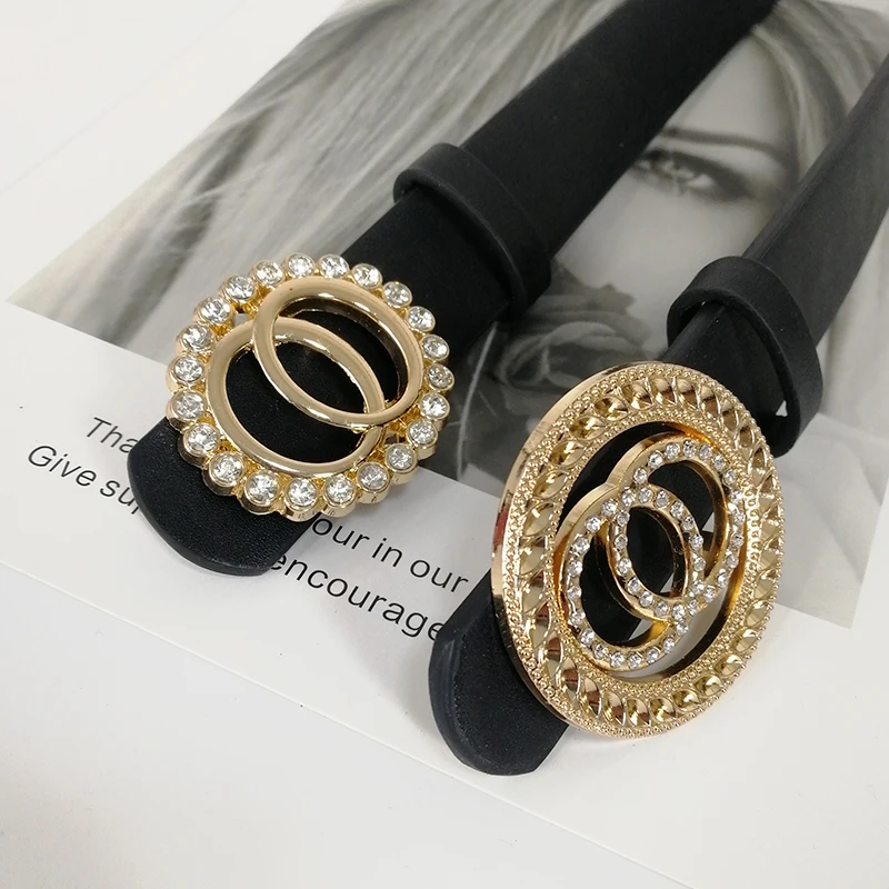 

Designer belts for women high quality luxury brand leather belt ladies jeans cinturon mujer shinny strass gold buckle G cintos