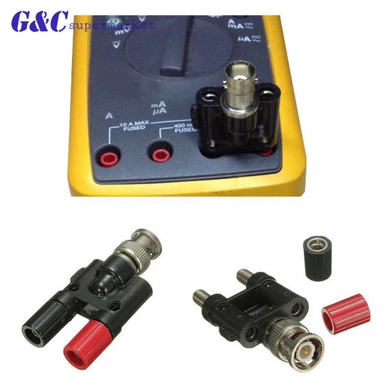 1Pcs Adapter 4mm Banana Plug BNC Female Jack To Two Dual Male Connector Plug-in Type |