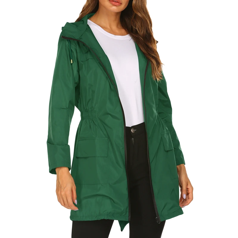 

2021 New Women'S Lightweight Raincoat For Women Waterproof Jacket Hooded Outdoor Hiking Jacket Long Rain Jackets