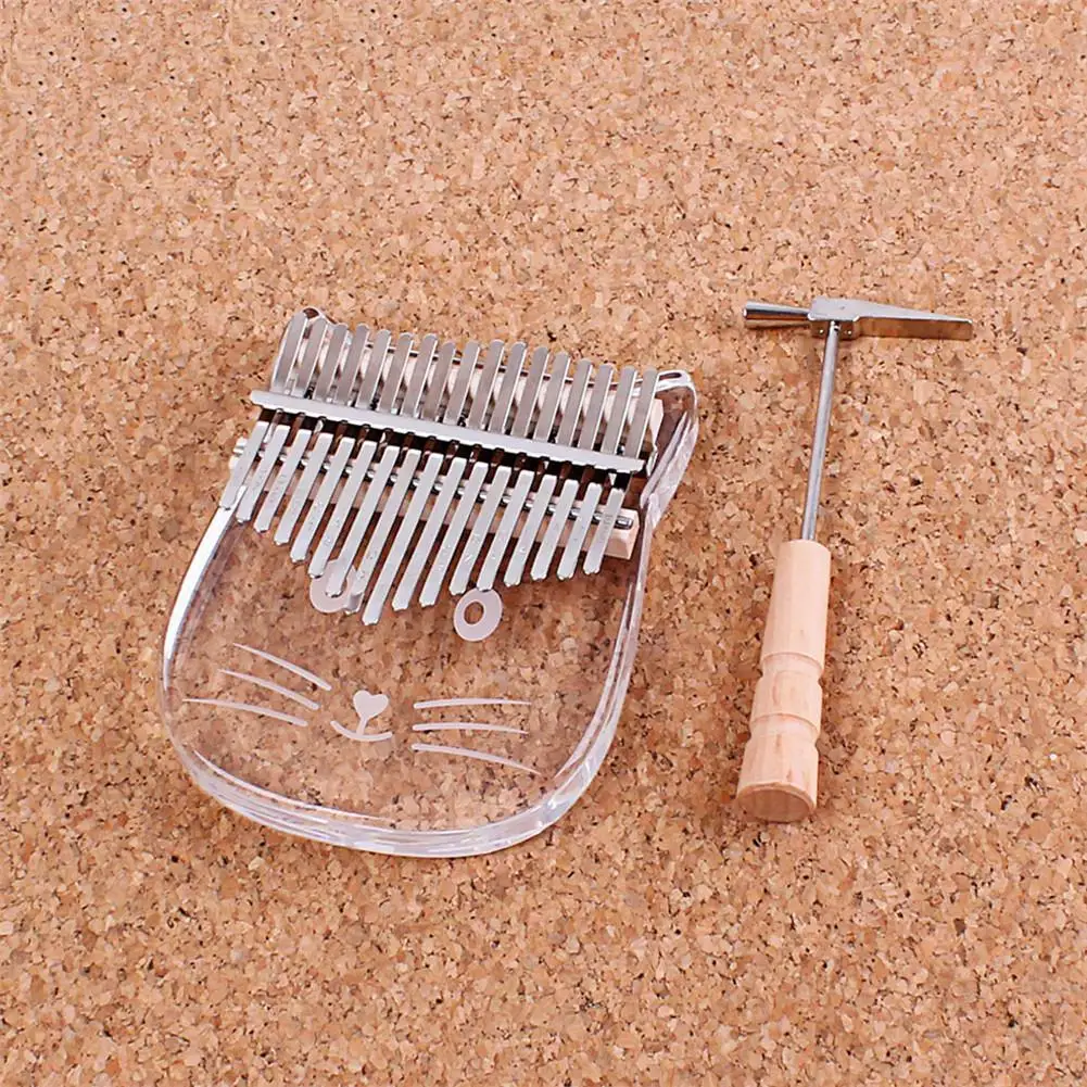 

Thumb Piano Kalimba 17-key Acrylic Crystal Cat-shape Transparent Color Thumb Piano Keyboard Instrument with Tuning Hammer