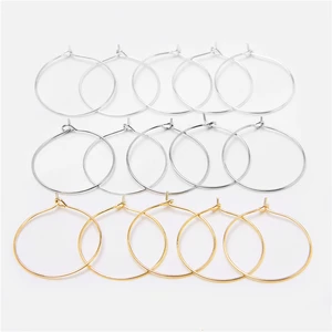 50 шт 25x29 мм металлическая проволока круг серьги Бисероплетение обручи Позолоченные покрытые серебром вина Шарм кольца для DIY Изготовление серег, поиск ювелирных изделий