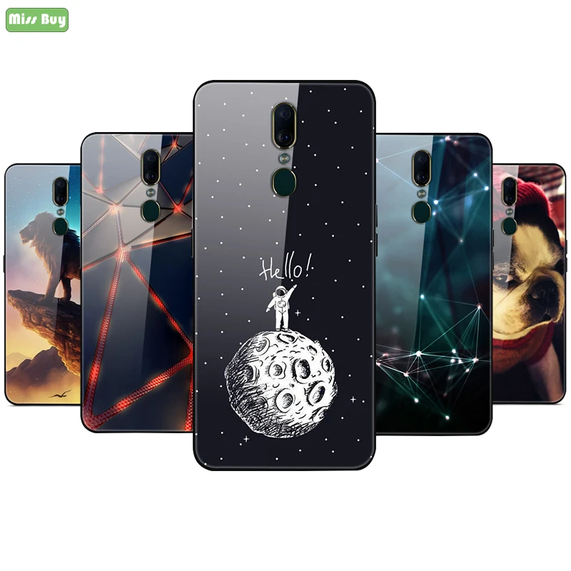 Phone Case For OPPO F5 F7 F9 F11 Pro Luxury Tempered Glass Back Cover CaseWith Soft Silicone Edge F11Pro Shell |