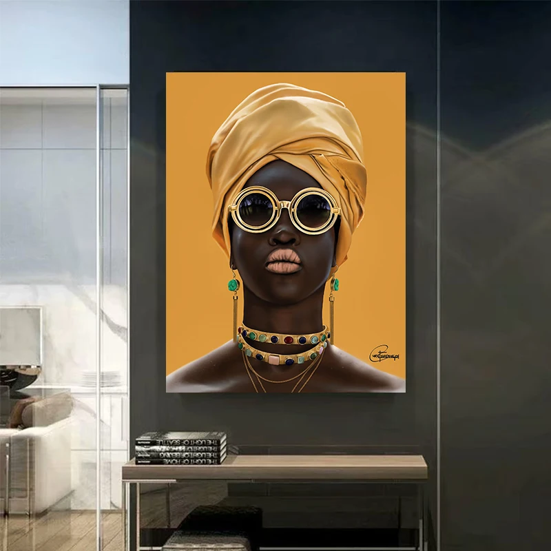 

Black Girl Jewelry Canvas Print Africa Art Women Wall Painting for Living Room Wall Art Posters and Prints Wall Pictures Decor
