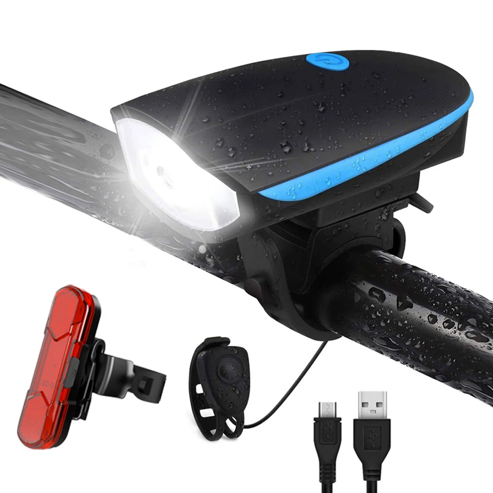 

Bicycle Front Light With Electric Loud Horn Multi-function Ultra Bright USB Rechargeable Headlight High-quality Warning Light