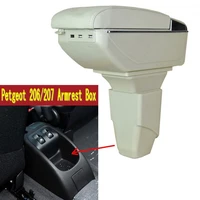 for peugeot 206 207 armrest box central store content box with cup holder ashtray usb 207 206 armrests box beige gray