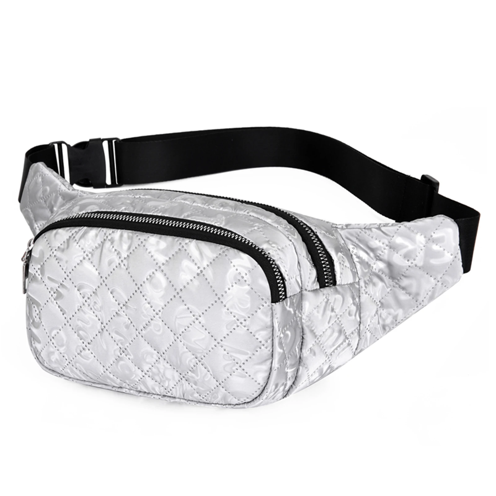 

Women Quilted Fanny Pack, Fashion Letter Print Waist Pack Chest Bag with Adjustable Strap