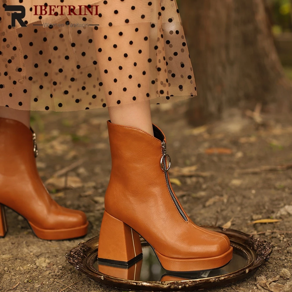 

Женские Классические ботильоны на платформе и среднем высоком каблуке, черные модные черные повседневные туфли, женские роскошные брендов...