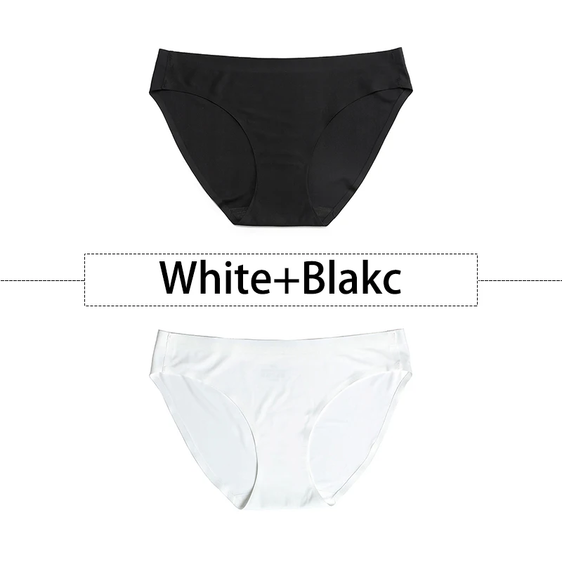 White-Black 2 шт./партия, открытый Шелковый бесшовный трусики для женщин, нижнее белье сексуальные плавки, цельное нижнее белье с открытой спиной и низкой посадкой, женское XS-L, большие размеры США - Цвет: White-Black