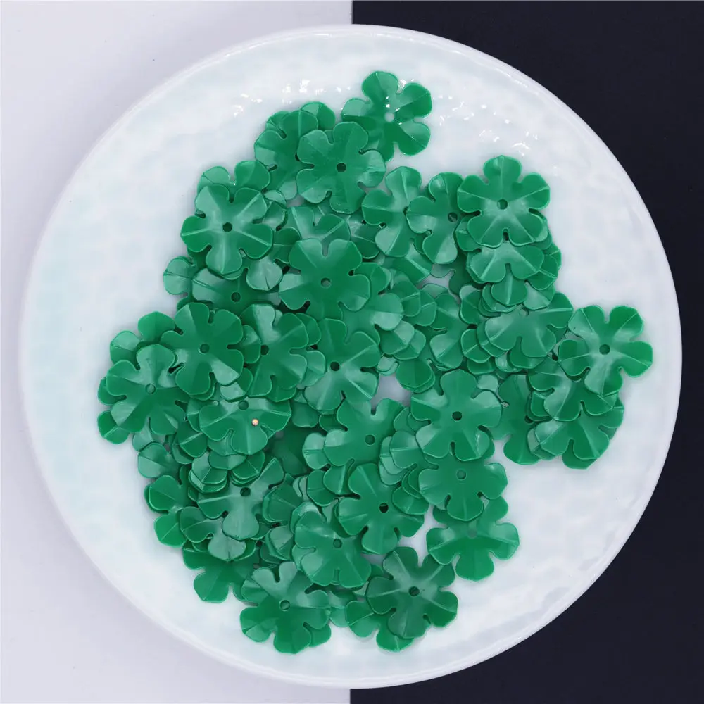 200 шт./пакет 14 мм белый 3D пяти лепестков цветов тесьма с пайетками для шитья