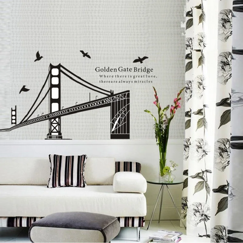 

The Golden Gate Bridge Wall Stickers For Shop Office House Decoration Diy City Symbol Scenery Wall Mural Art Home Decals