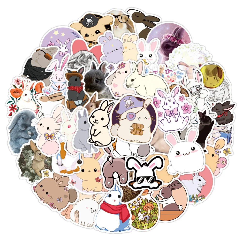 

50 pcs/set Cute Rabbit Anime Japanese Waterproof PVC Stickers Scrapbooking DIY Stationery Sticker Kawaii Stickers